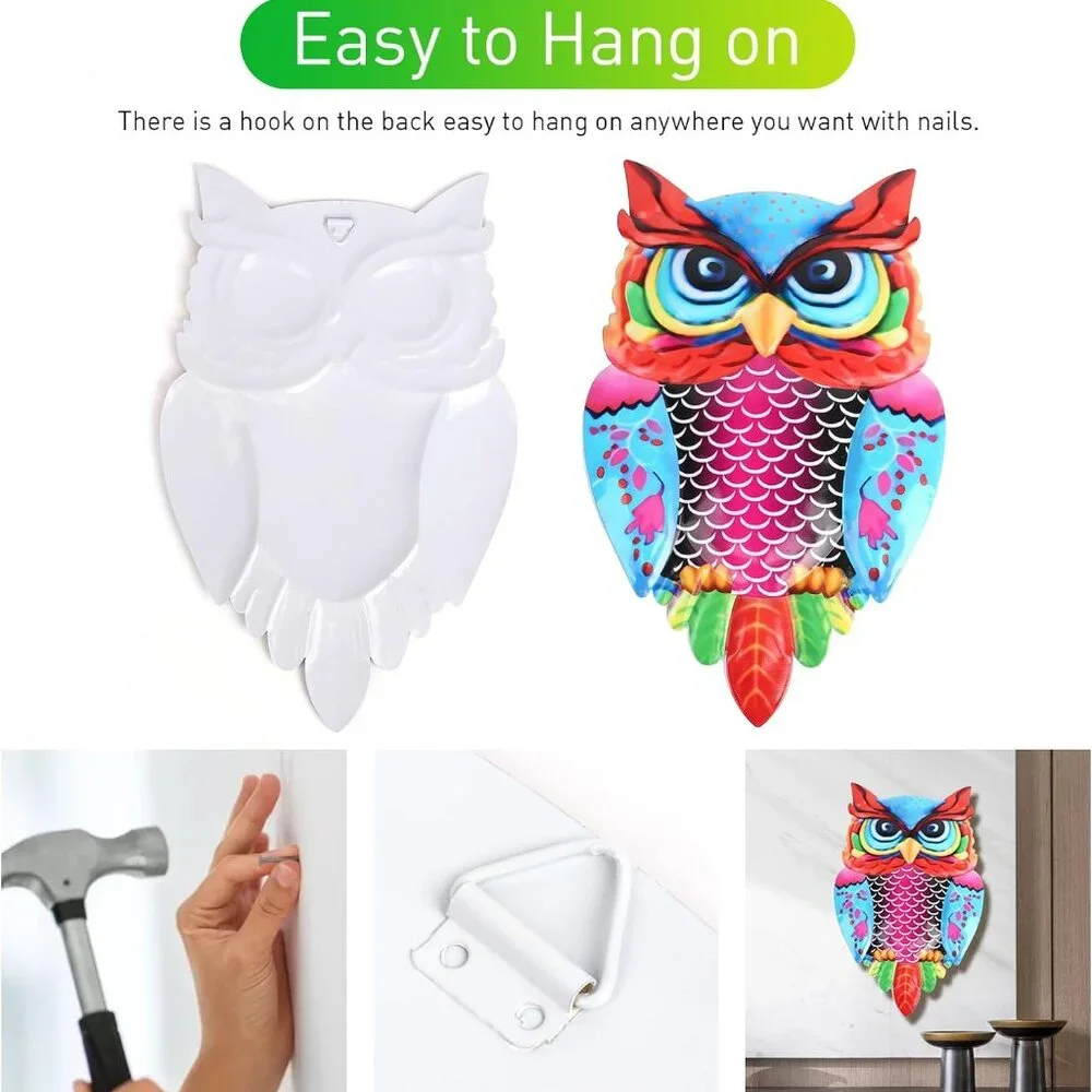Metal Owl Wall Art 13.8 Inch 3D Garden Decor for Outdoor‎ Patio Fence Backyard